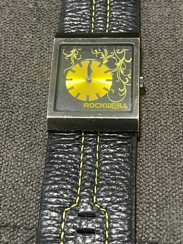 Vintage Rockwell Mercedes Vogue Lady BLACK Square Analog Quartz Watch