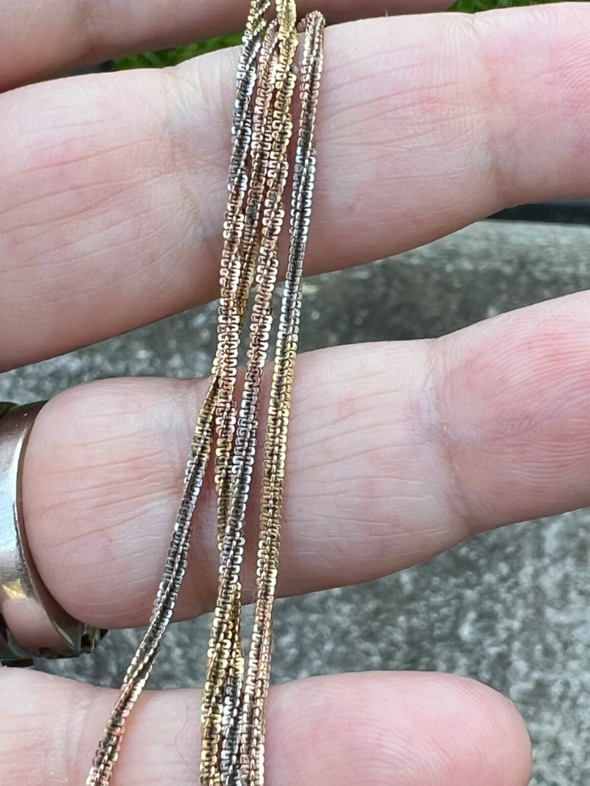 VINTAGE 14K TRICOLOR GOLD TWISTED SNAKE CHAIN UNIQUE RARE FIND USSR ERA STAMP