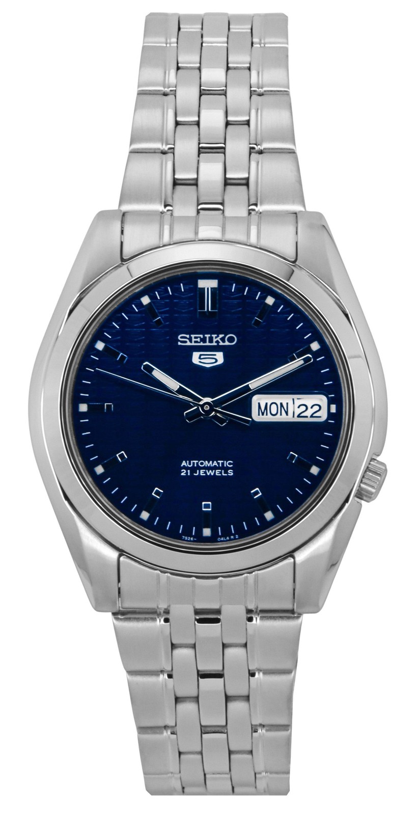Seiko 5 Automatic Stainless Steel Dark Blue Dial Day/Date SNK357K1 Mens Watch