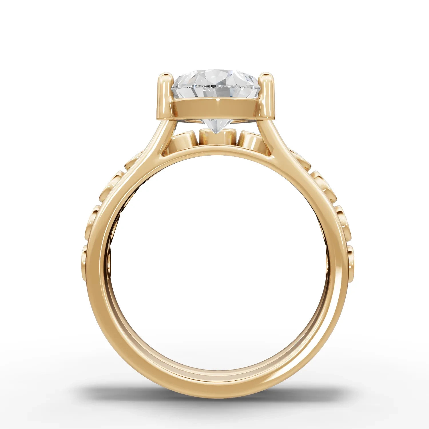 2.88 Ct Pear Solitaire Lab Created Diamond 18K Yellow Gold Bridal Set Ring