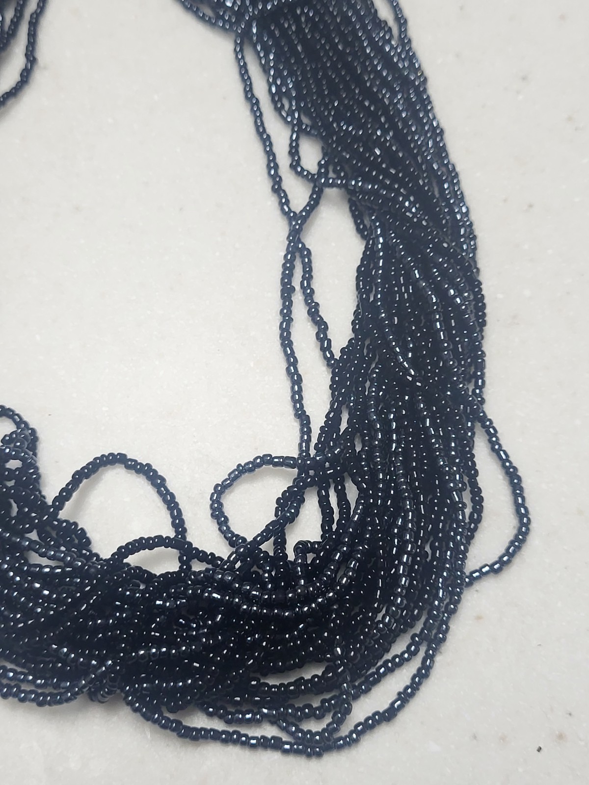 Multiple Strand Seed Bead Necklace Charcoal 16″