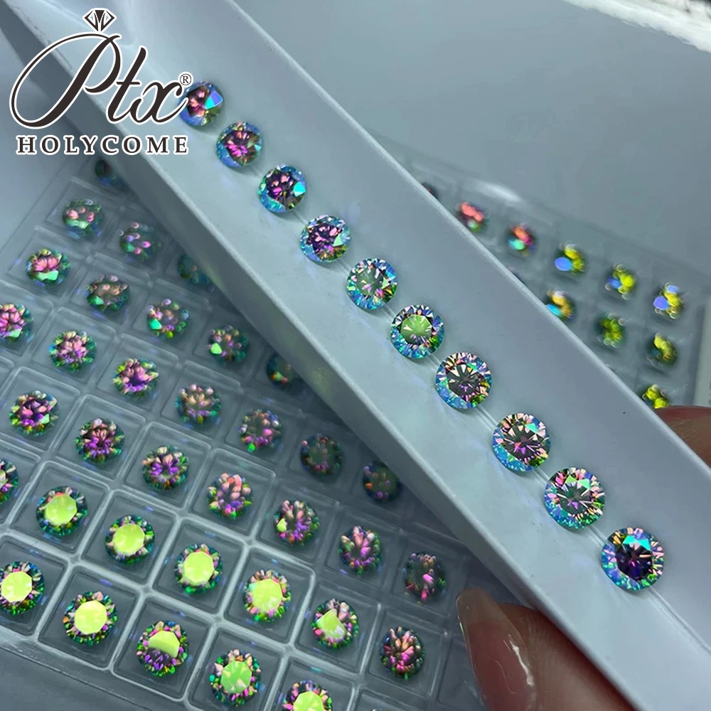 2-20CT AB Blue Raibow Blue Green Purple Moissanite Loose Stone Gemstone with GRA