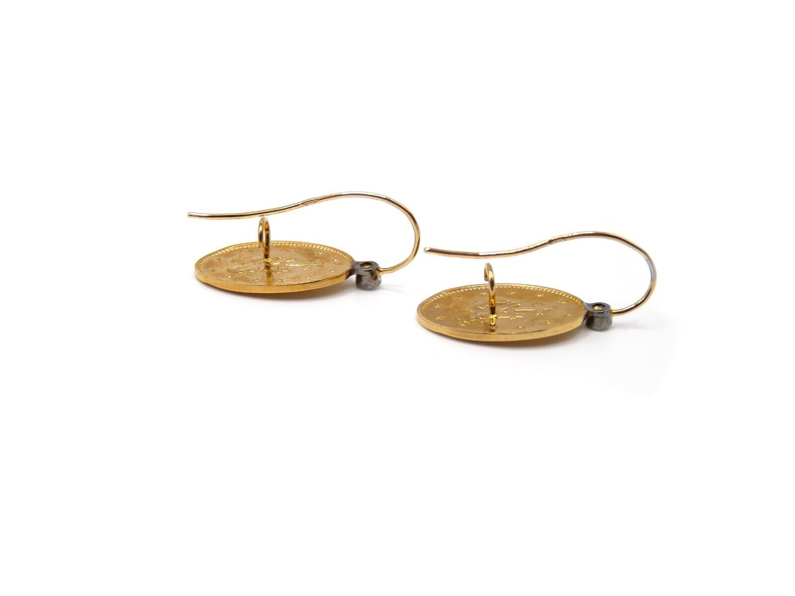 Madonna Earrings Hand Made Brilliant 0.10ct 750 18K Rose Gold Length: 27mm
