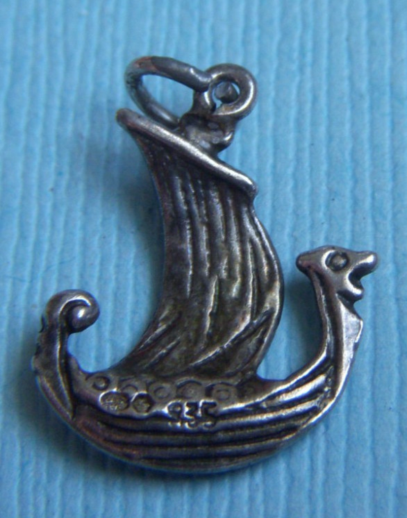 Vintage Viking ship silver charm