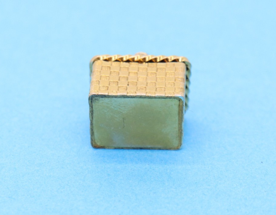 Vintage Yellow Tone Gold Wash Basket Pill Box Charm