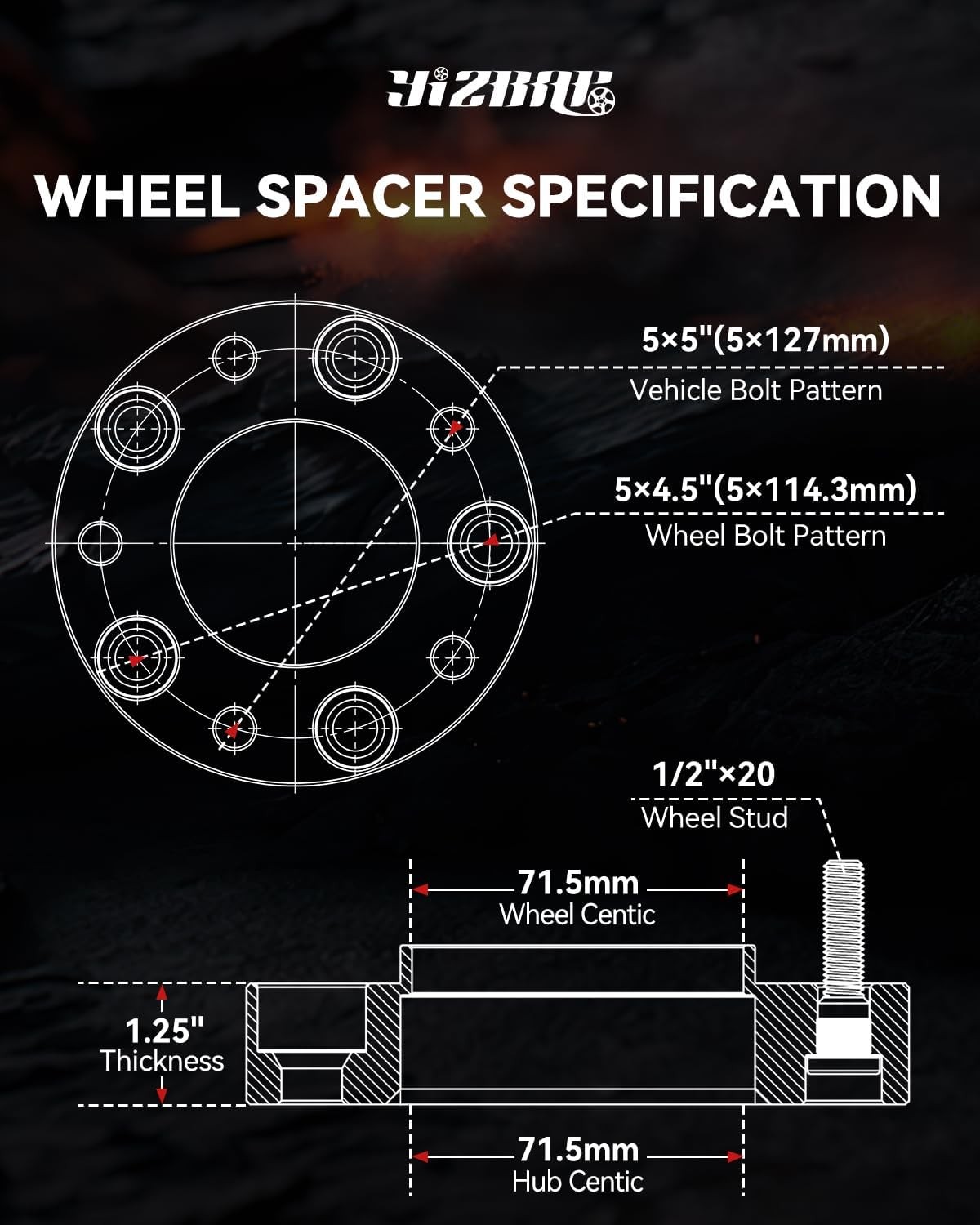 5×5 to 5×4.5 Wheel Adapters for Jeep