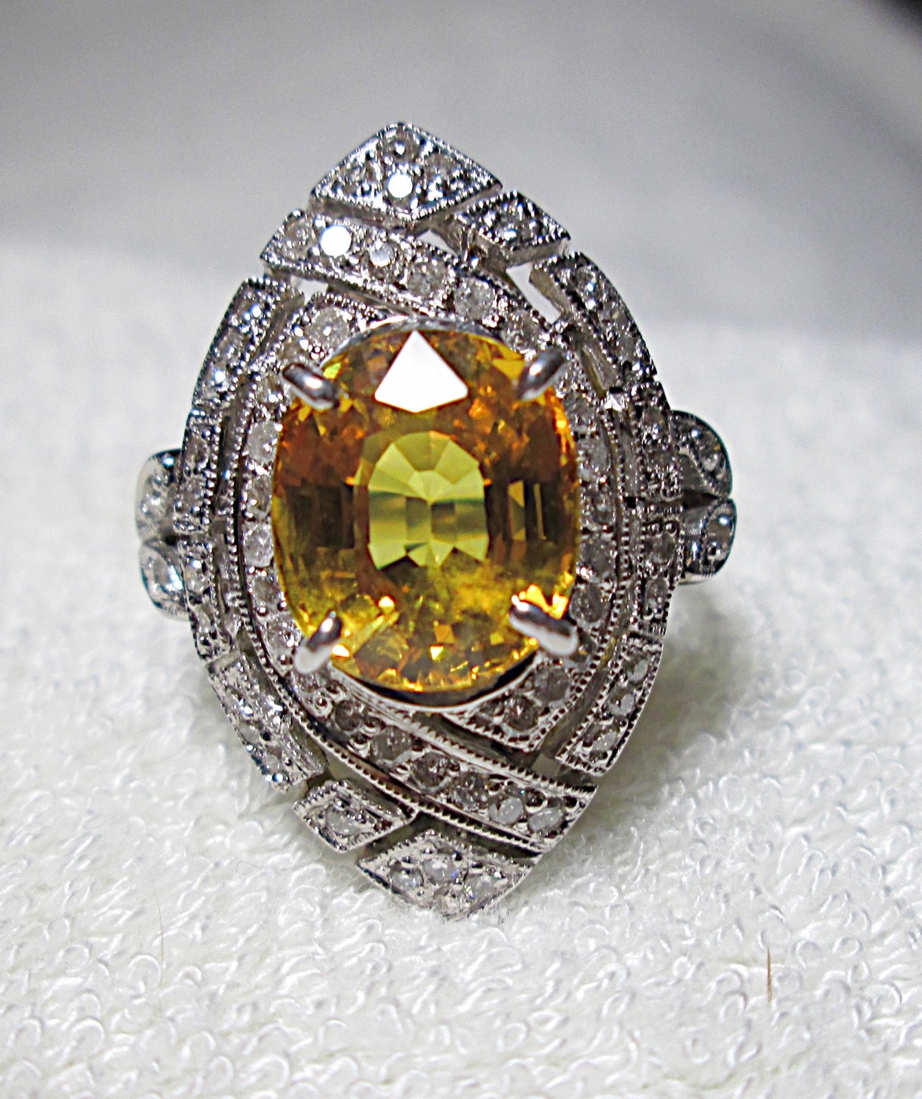 GORGEOUS 18K WG NATURAL SAPPHIRE DIAMOND RING SEPT BIRTHSTONE