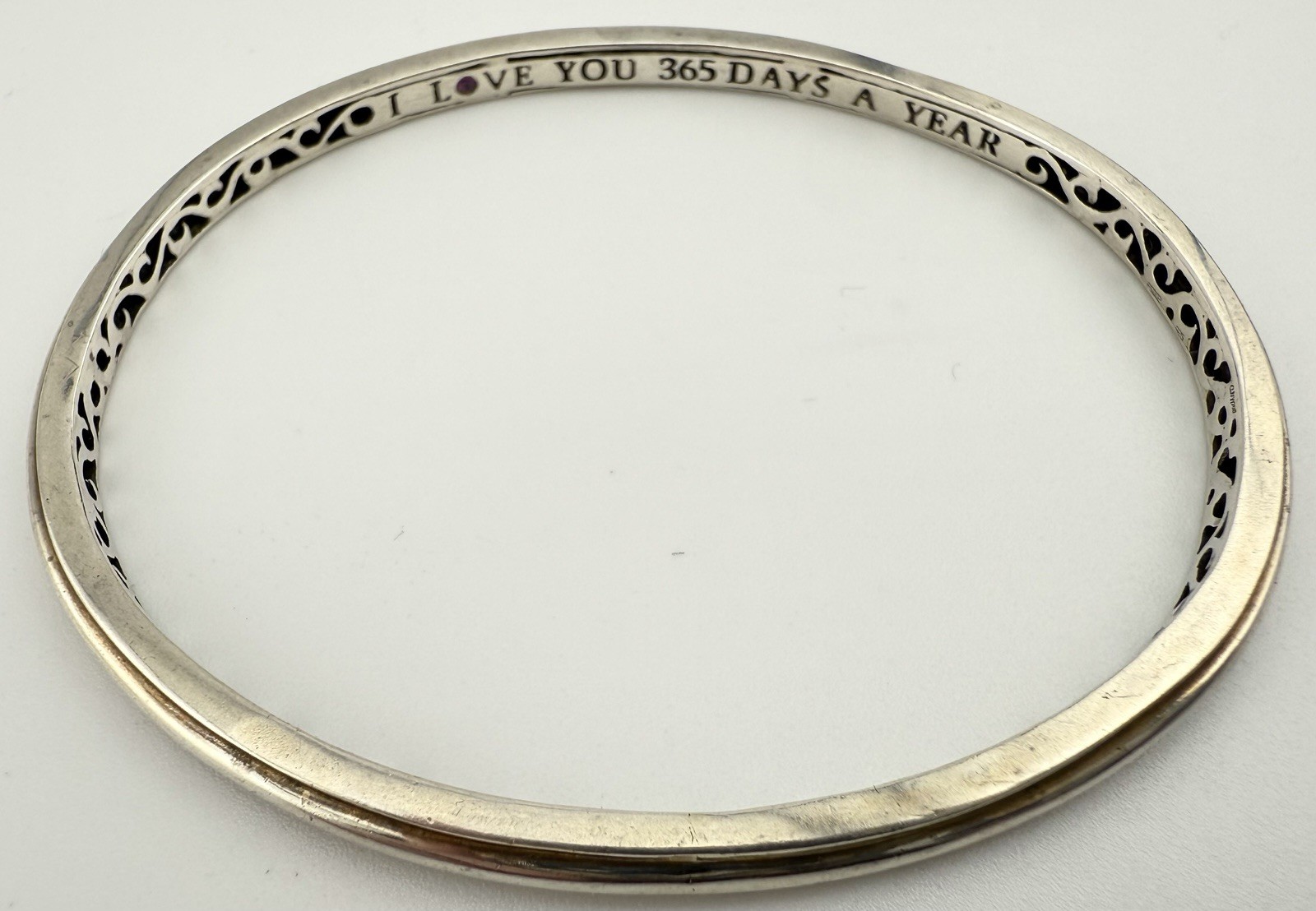 CHARLES KRYPELL 925 SILVER I LOVE YOU 365 DAYS A YEAR IVY 7 1/2” BANGLE K182C
