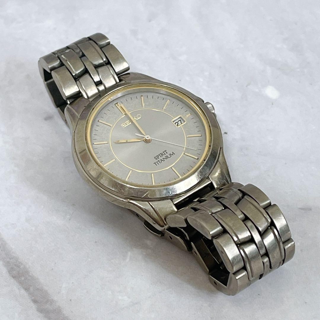 SEIKO Spirit Titanium Watch, Date Display, Men’s, Two-Tone