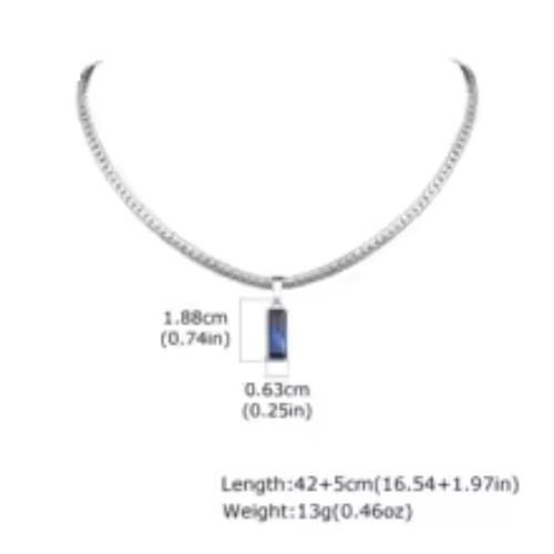 Men’s Stainless Steel Geometric Pendant Necklace Silver Cuban Chain Hip Hop