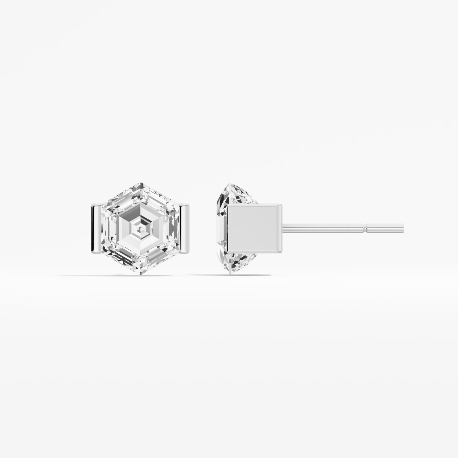 2.00 ct Lab Created Hexagon Diamond Stud Earring in 14K Yellow Gold For Women