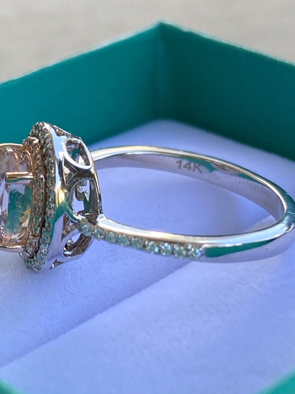 EFFY® 1/4 CT DIAMOND & 1.75 CT PINK MORGANITE 14K WHITE GOLD COCKTAIL RING