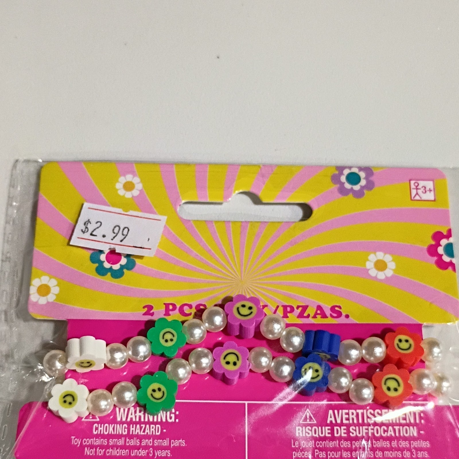 Amscan Multicolor Flower Beaded Charm Adjustable Dangle Bracelets 2pcs Girls