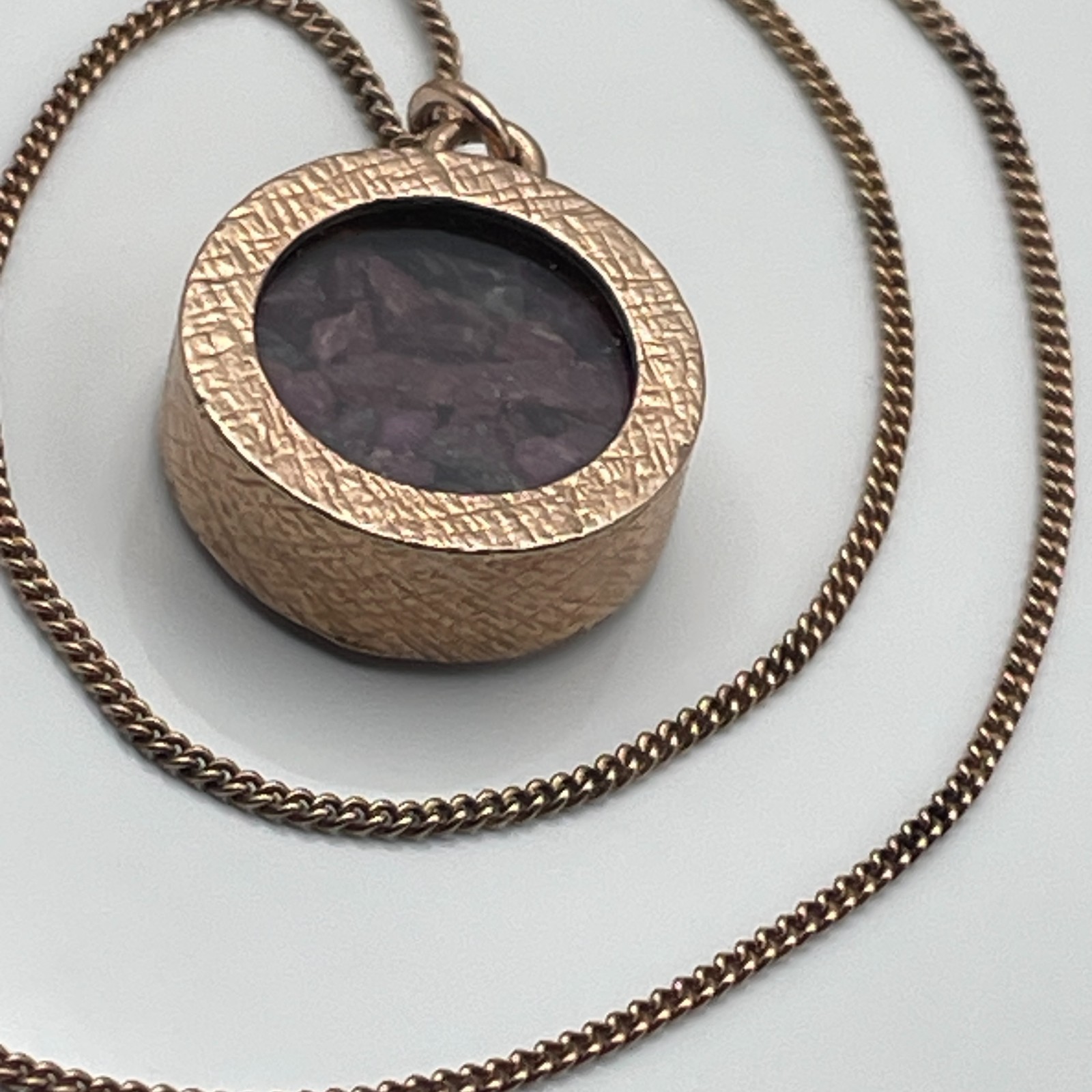 Rose gold on sterling silver/ruby amulet pendant and ‘925’ chain necklace 10.26g