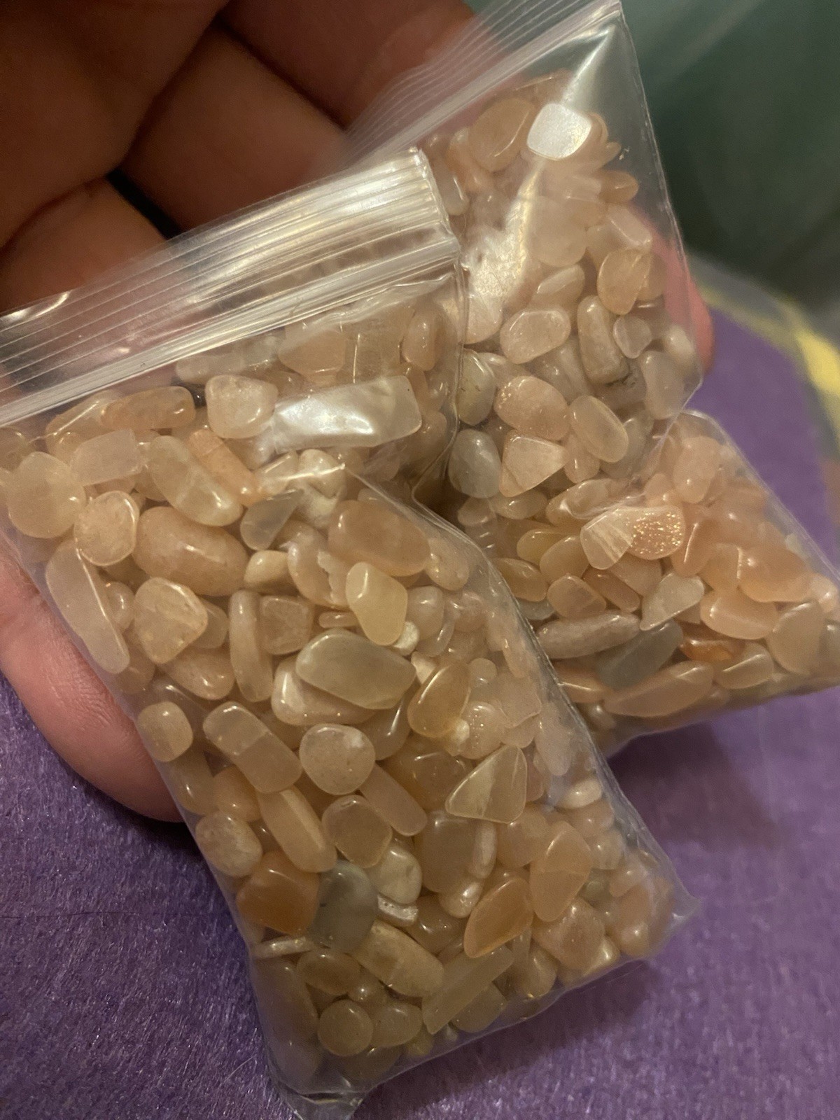 Peach Moonstone Gravel 5.33 Oz/.3 Lb. Two Wuality Bags Perfect For Art/jewelry