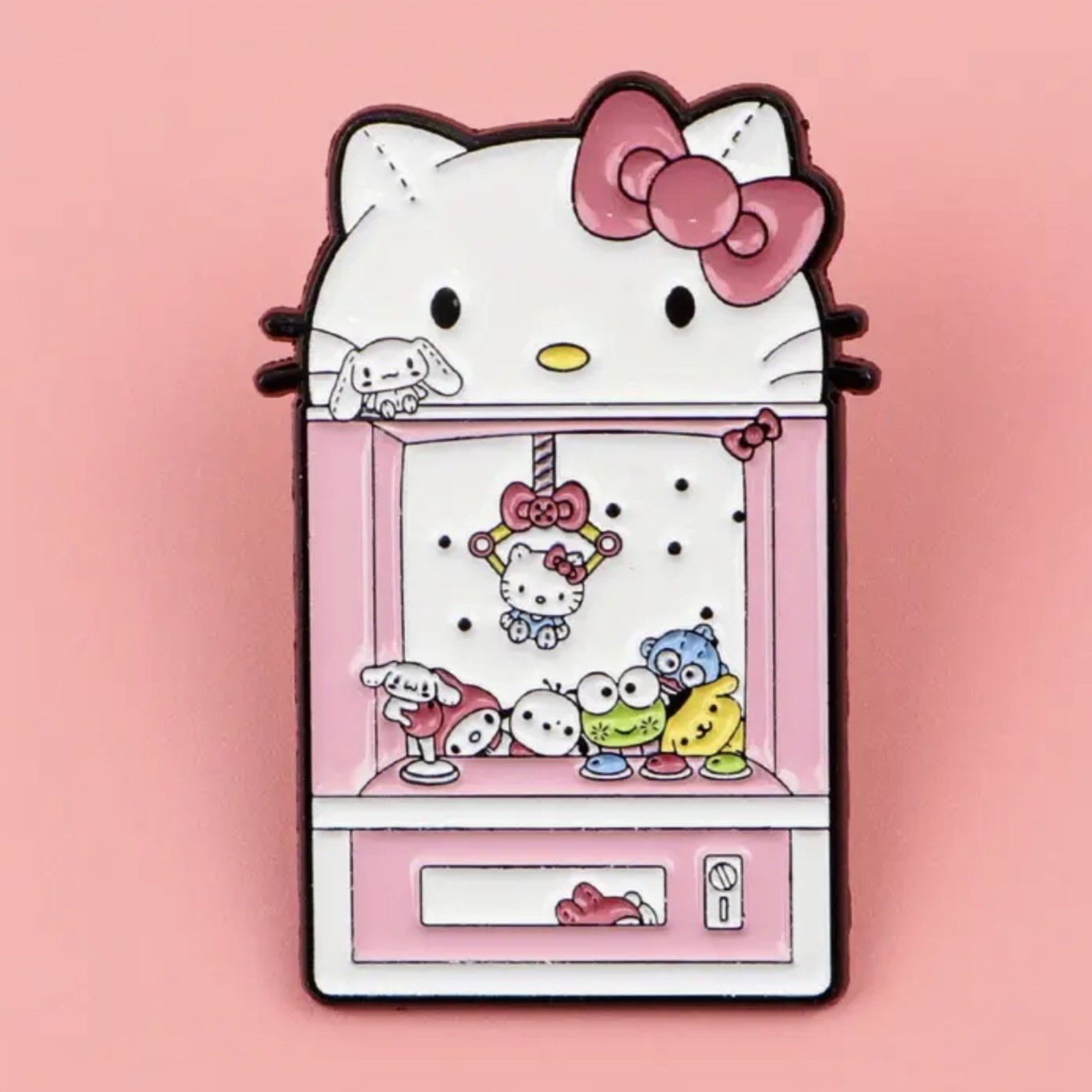 Pink Kawaii Claw Machine, Hello Kitty, Sanrio, Enamel, Zinc, Alloy, Pin, Brooch