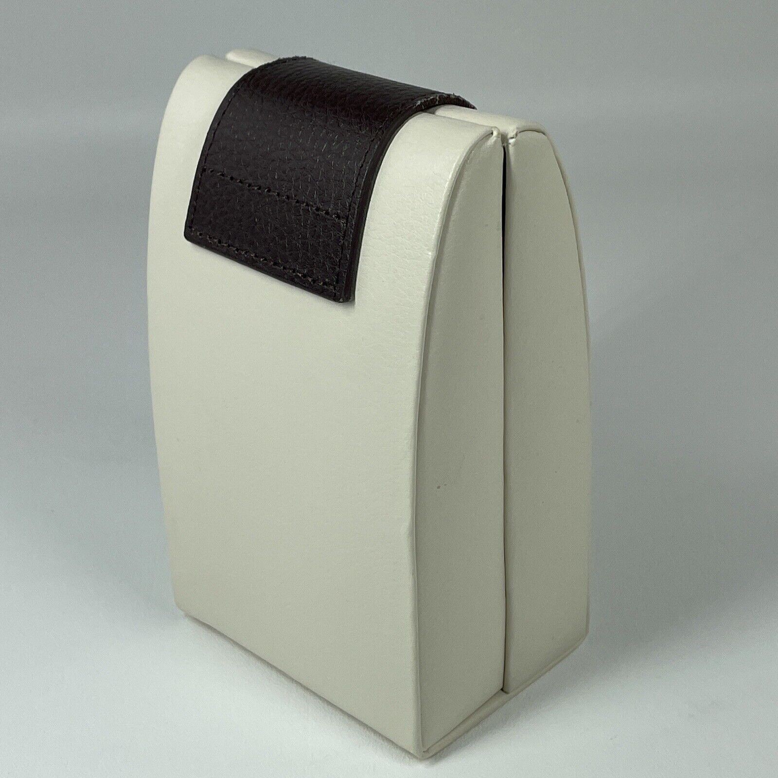 EUC BEY-BERK “Madeline” Ivory & Brown Leather Suede Folding Travel Jewelry Case