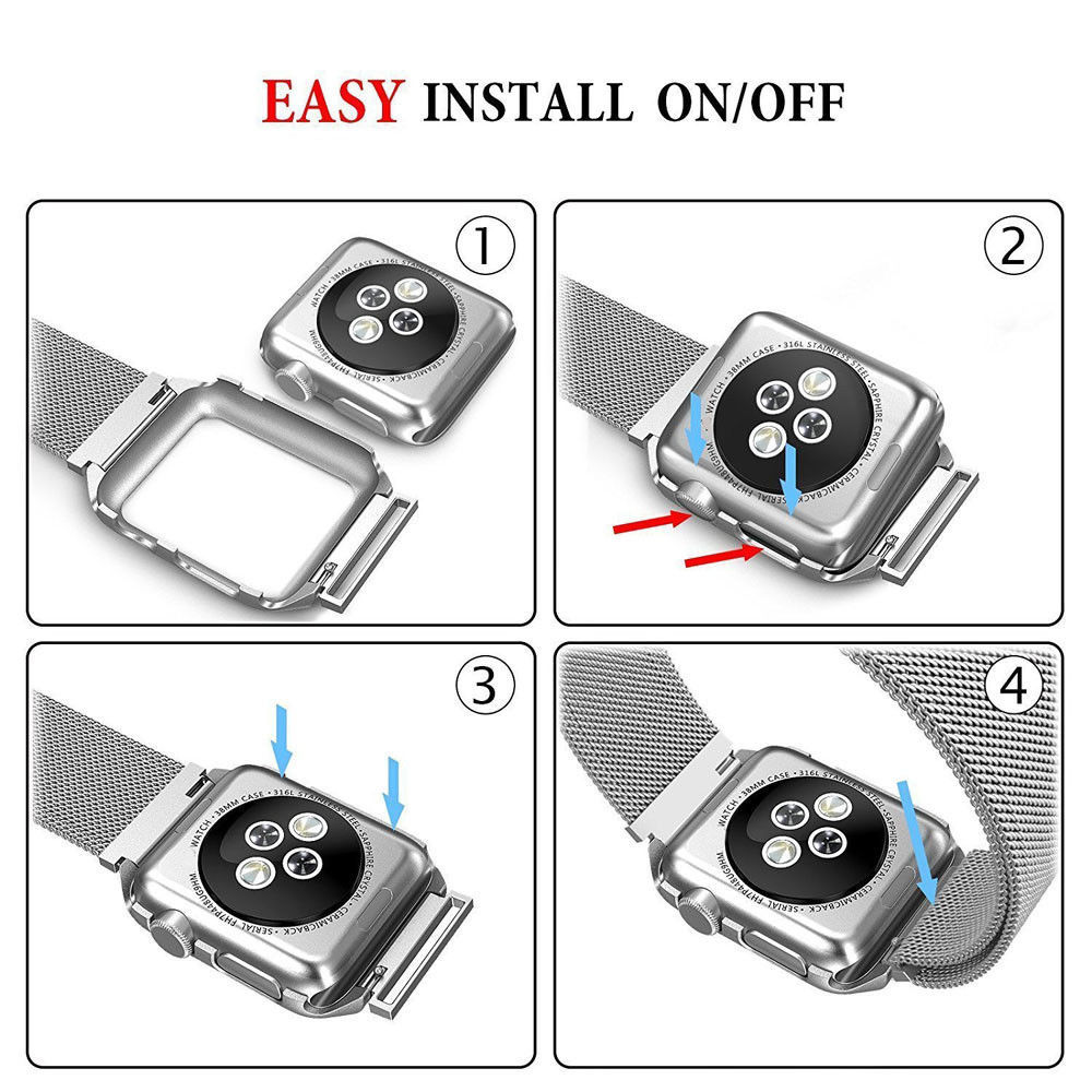 For Apple Watch Series 4 Milanese Stainless Steel Watch Band Strap 40 / 44mm