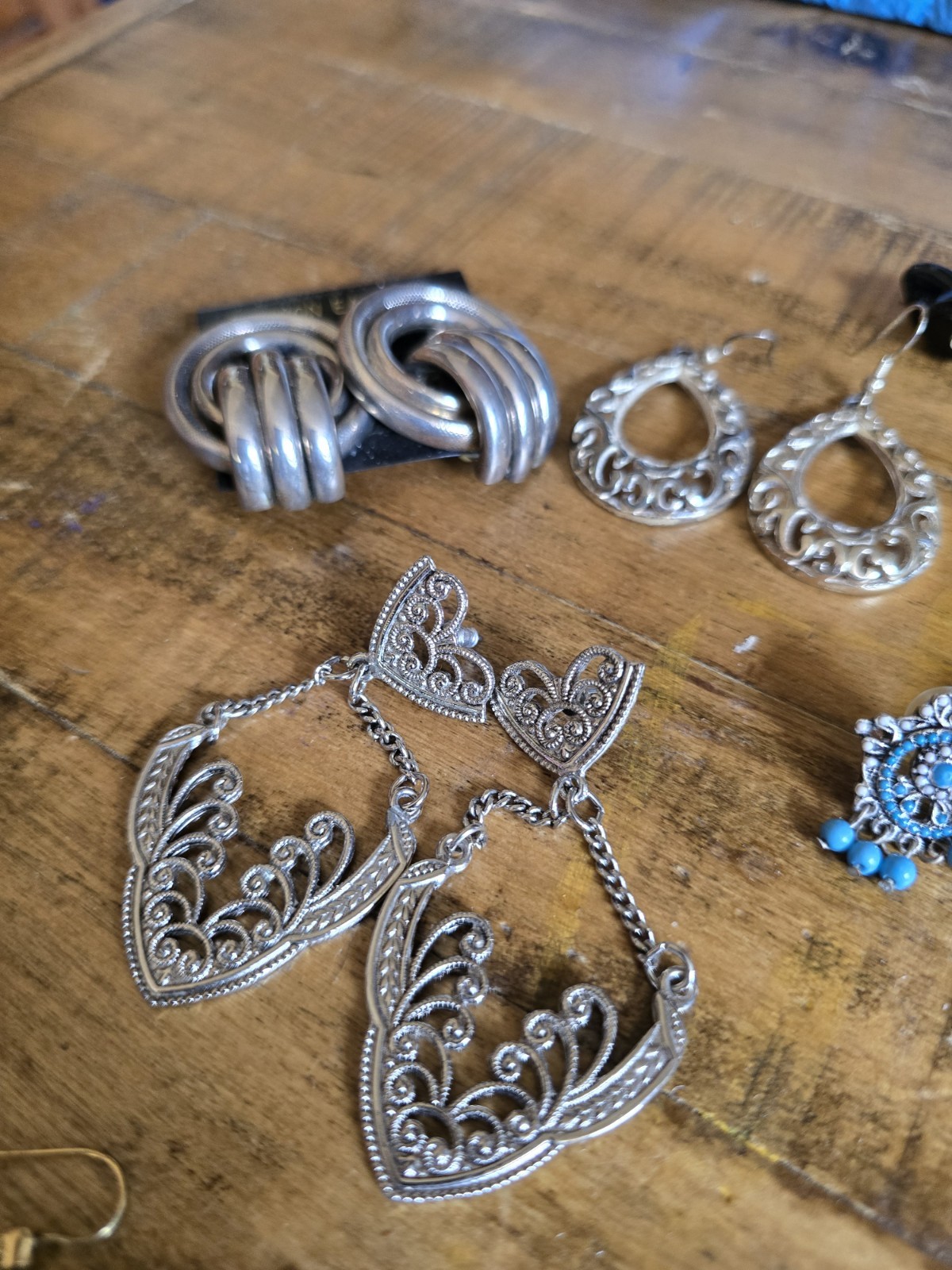 Vtg Retro Costume Lot Of 21 Clip On & Screw Back Rhinestone Earrings