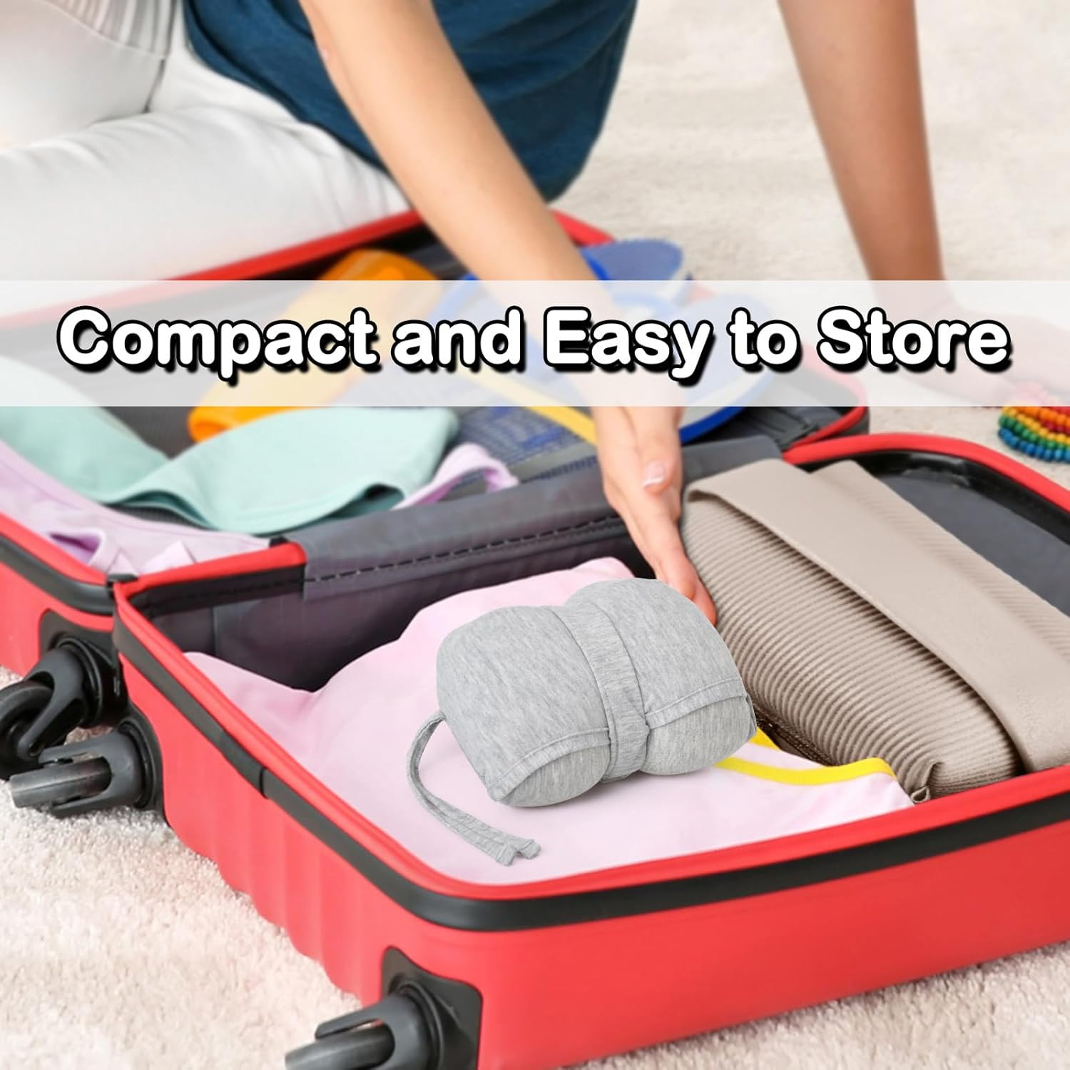 Portable Small Travel Pillow, Made with Soft Memory Foam Pillow and Breathable C