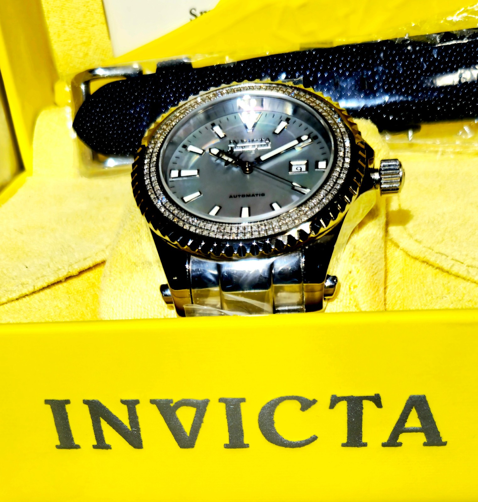 INVICTA RESERVE PRO DIVER LE DIAMOND, SAPPHIRE SWISS ETA AUTO PLATINUM MOP WATCH
