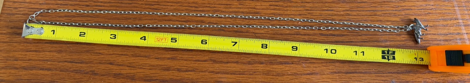 Antique Unusual silver 25” paperclip variation chain with silver fox pendant