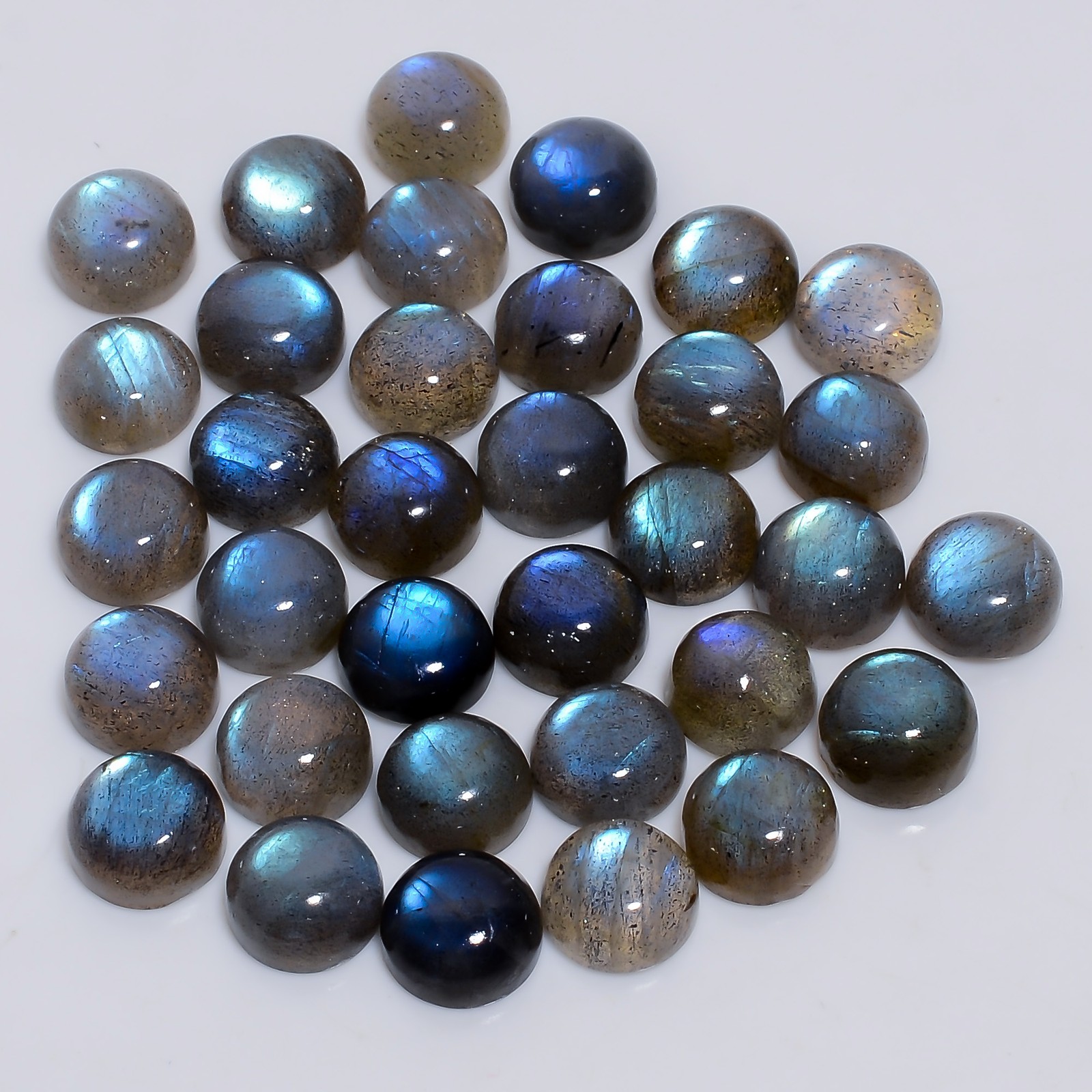 100% Natural Labradorite Round Cabochon Gemstone Lot 20 Ct. 9X9X4 mm EEL-17