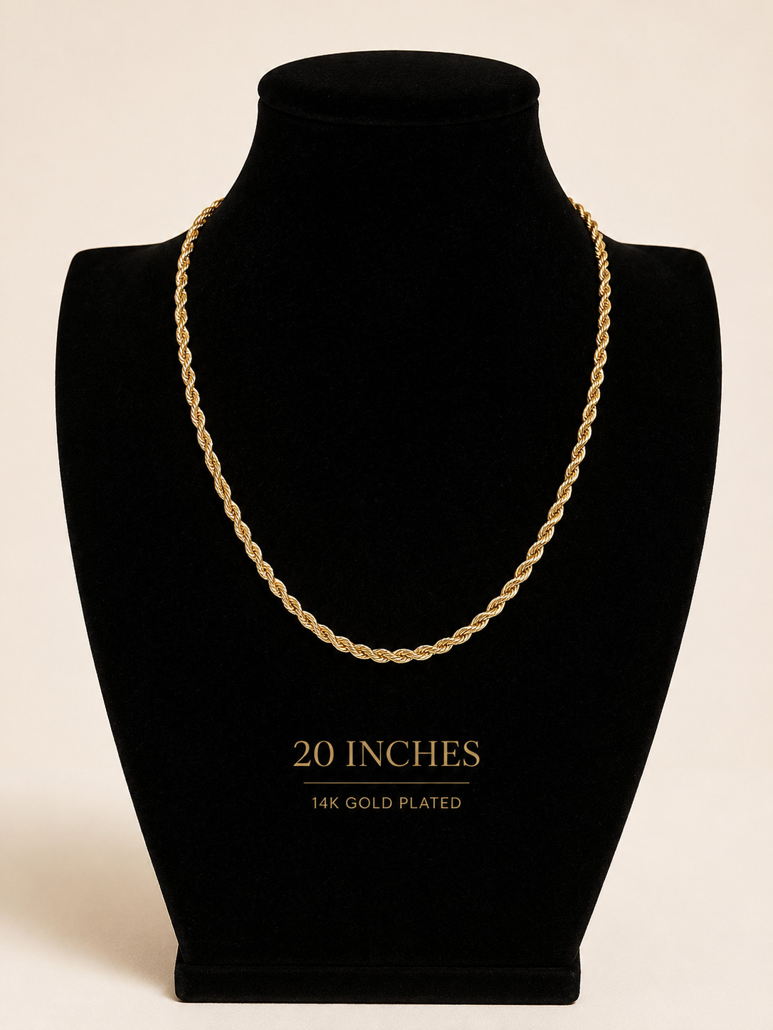 14K Gold Plated Rope Chain Necklace 18-30” 2mm-10mm Unisex Chain