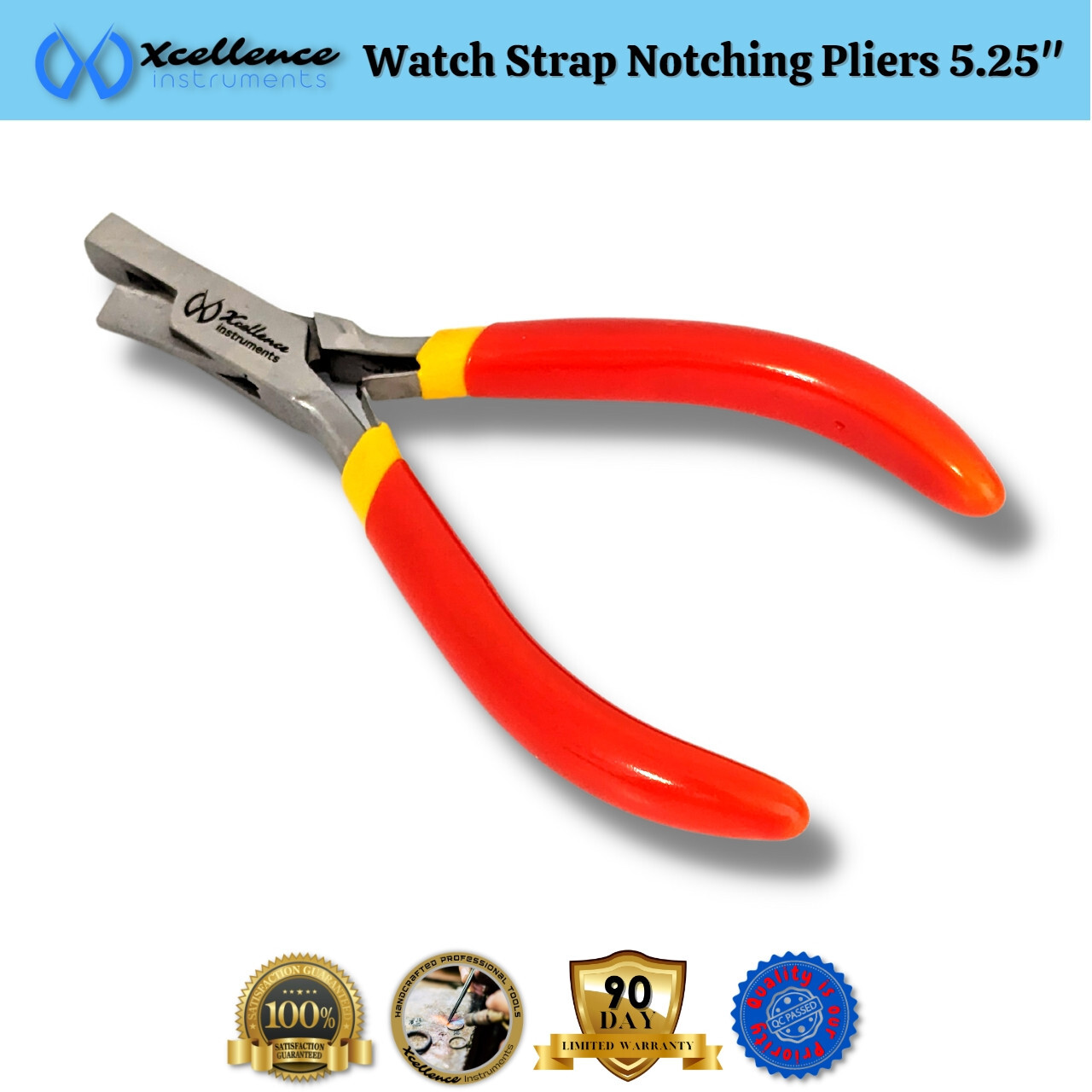 Xcellence Leather & Rubber Watch Strap Notching Pliers Repair Tools 5.25″ Red