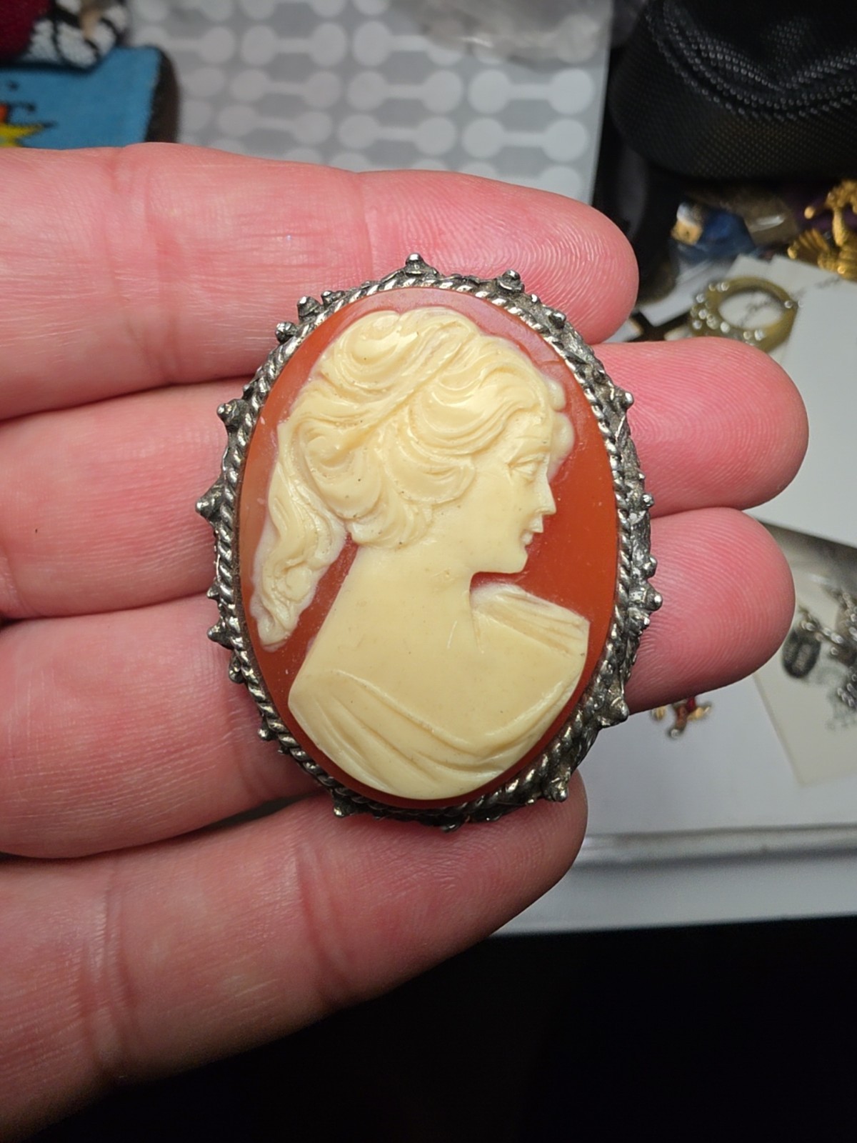 Vintage Large Cameo Pendant Brooch