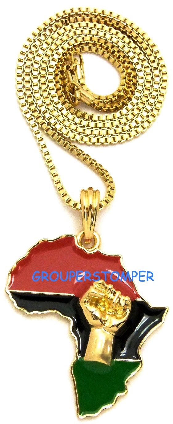 Power Fist On Pan-African Africa Pendant Necklace