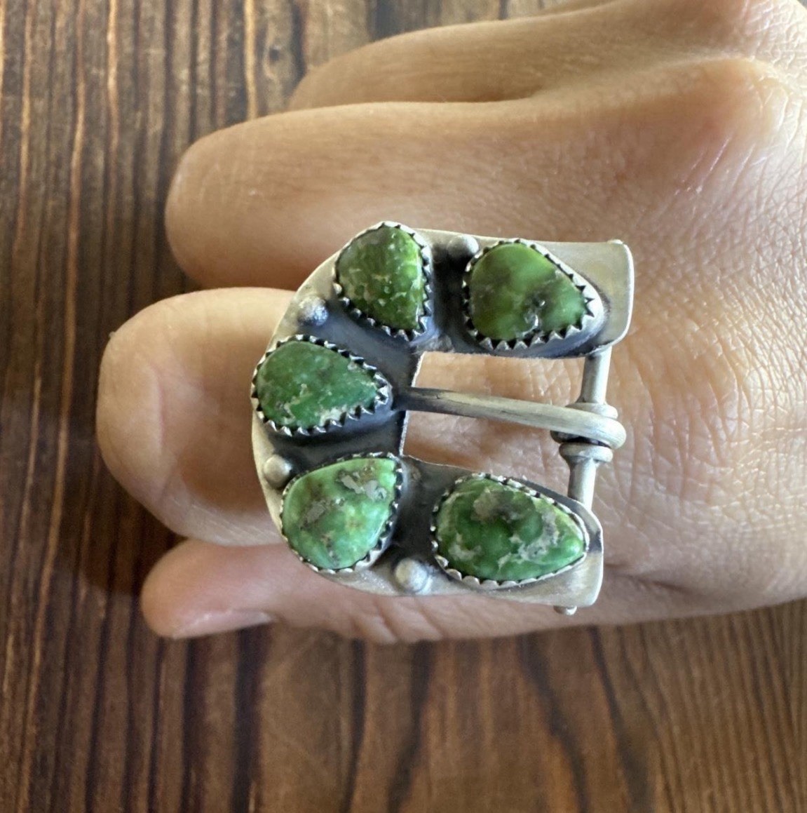 Sterling Silver Sonoran Gold Turquoise Buckle Ring Adjustable Stamped 925