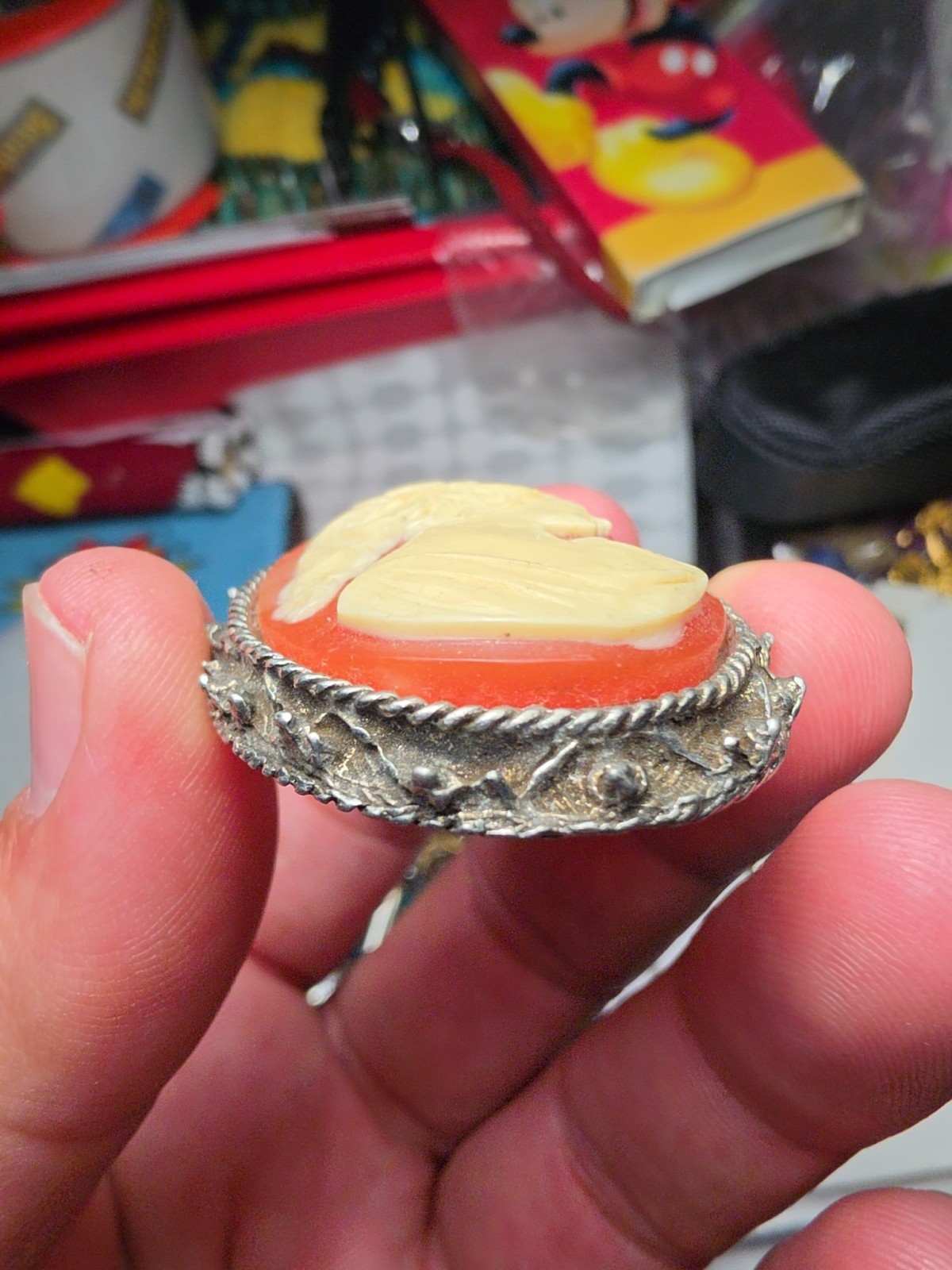 Vintage Large Cameo Pendant Brooch