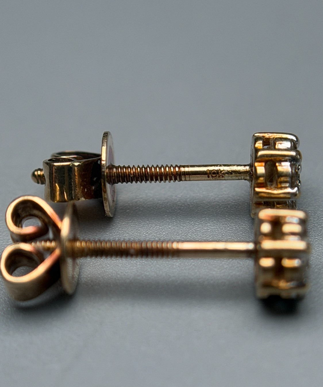 Women’s 10K Yellow Gold Honeycomb Diamond Stud Earrings