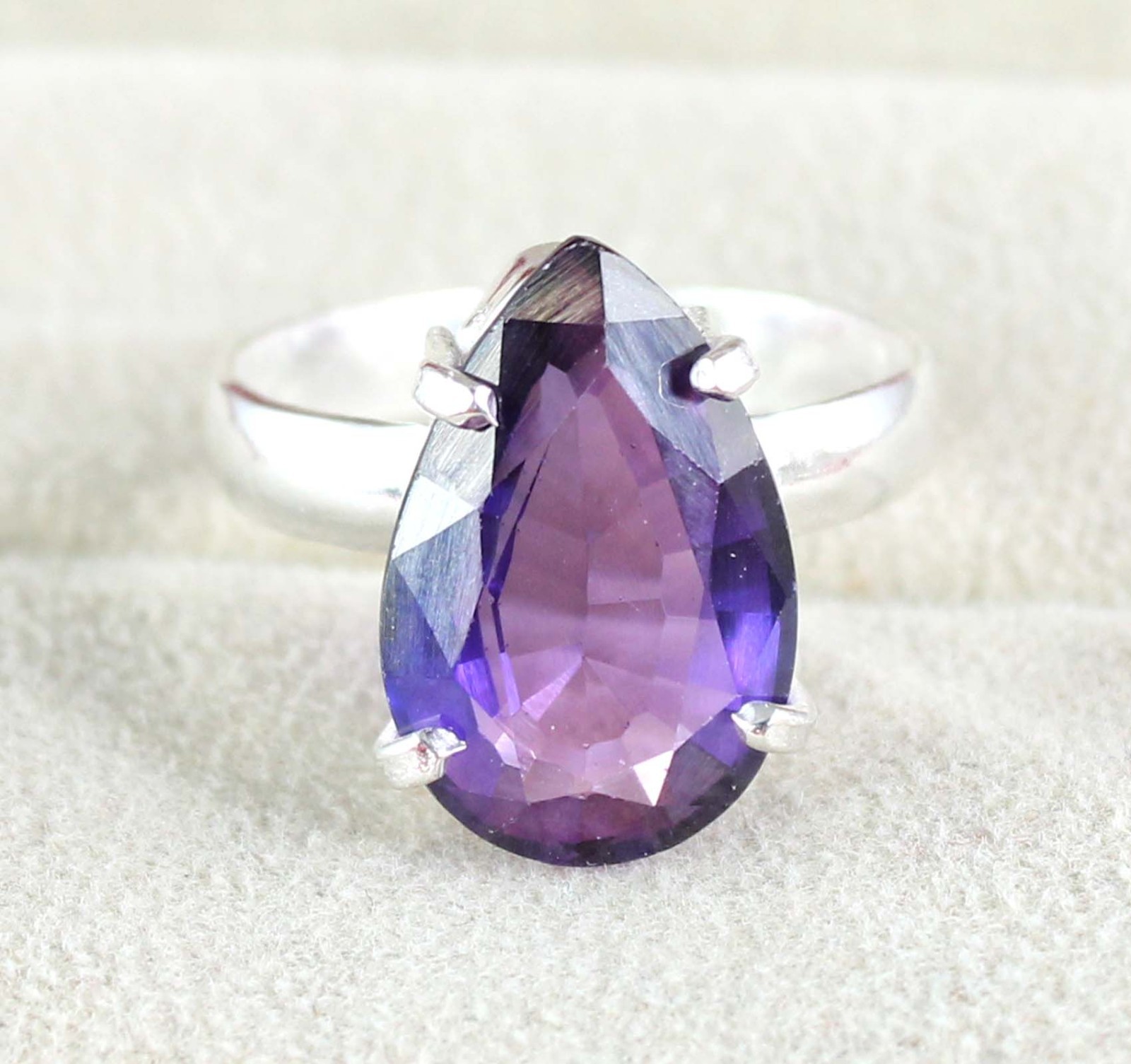 AGI Certified 8.40 Ct Natural Pear Boysenberry Sapphire Gemstone Ring SEE VDO