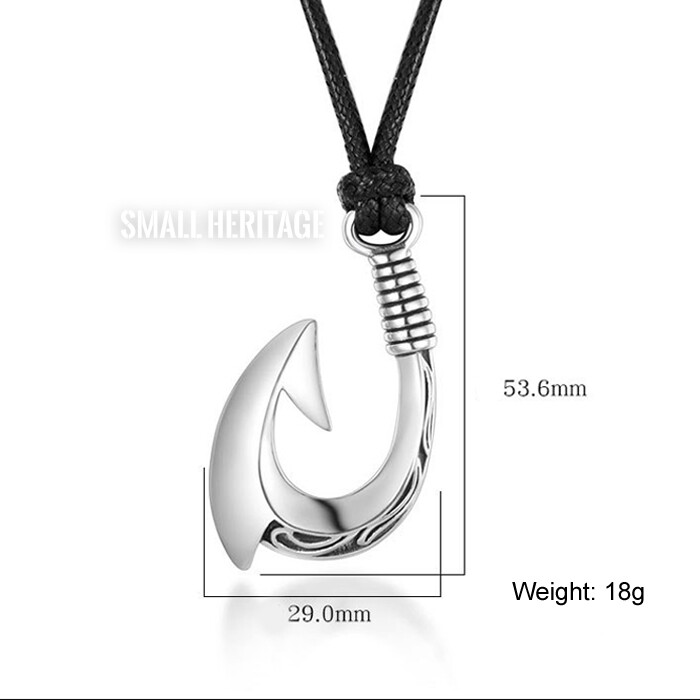 Fishing Hook Pendant Viking Leather Rope Necklace Cord Jewelry Men Women Amulet