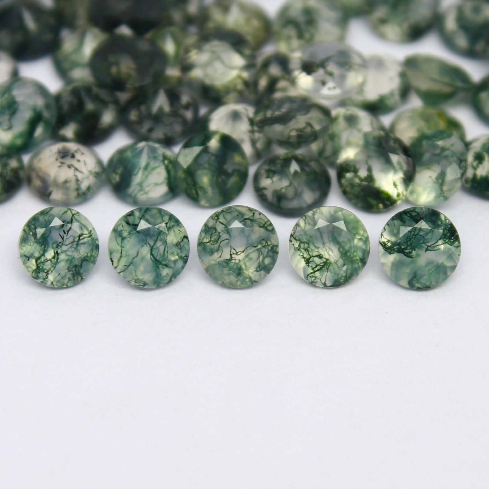 Natural Moss Agate Lot 1.5 to 6.5 MM Round Shape Faceted Gemstone Lot