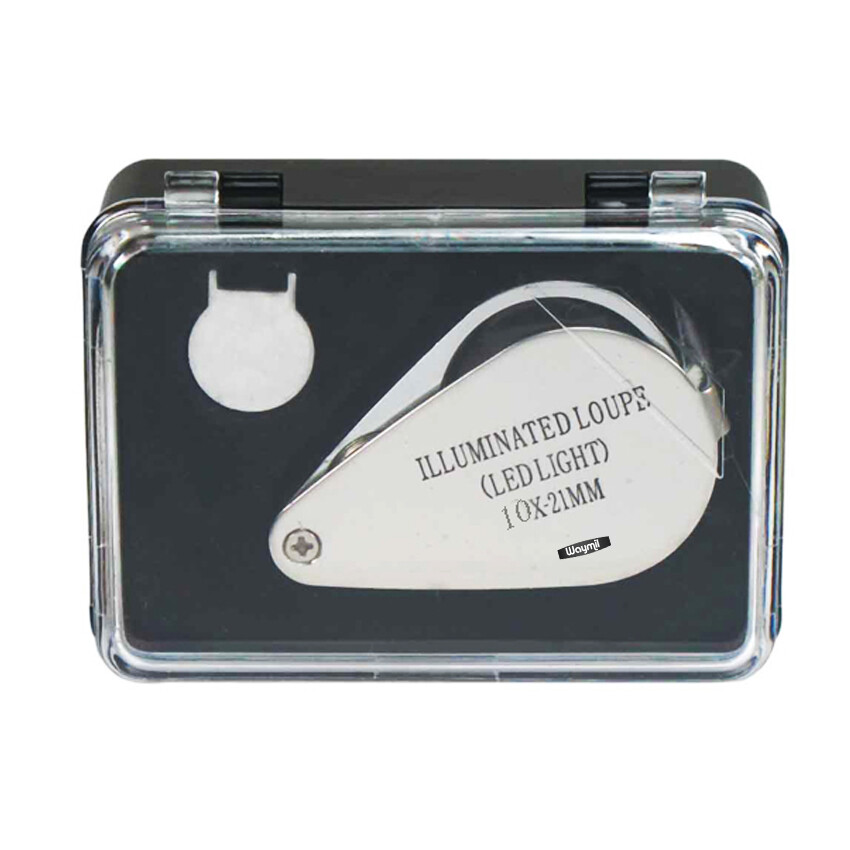 21 Mm Illuminated Magnifying Jewelers Loupe 10x With Two Lights Checking Gem