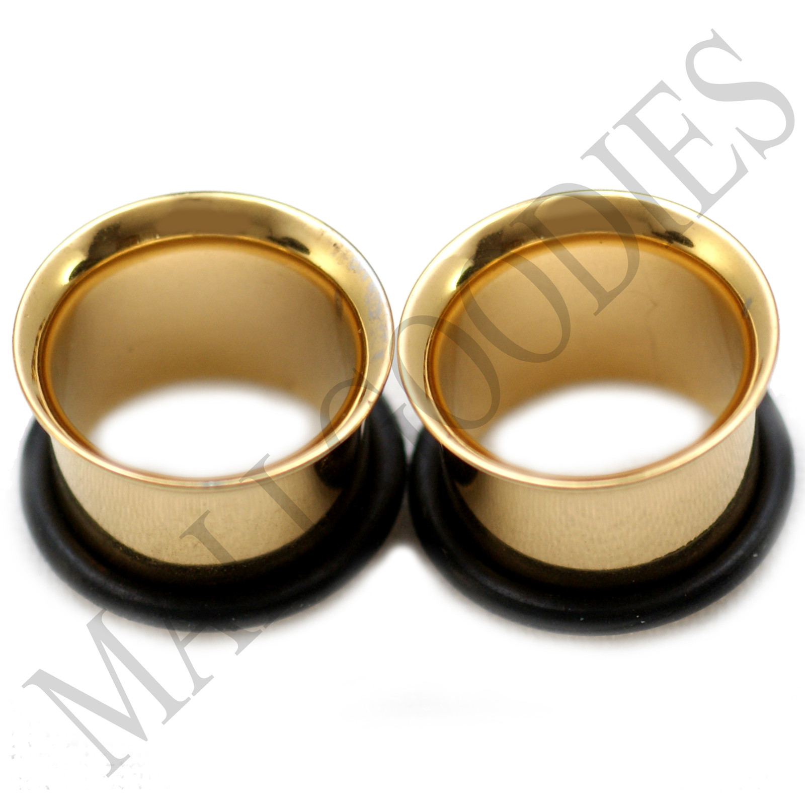 0856 Gold Single Flare Flesh Tunnels Earlets Big Gauges 1/2″ Plugs 12.7mm PAIR