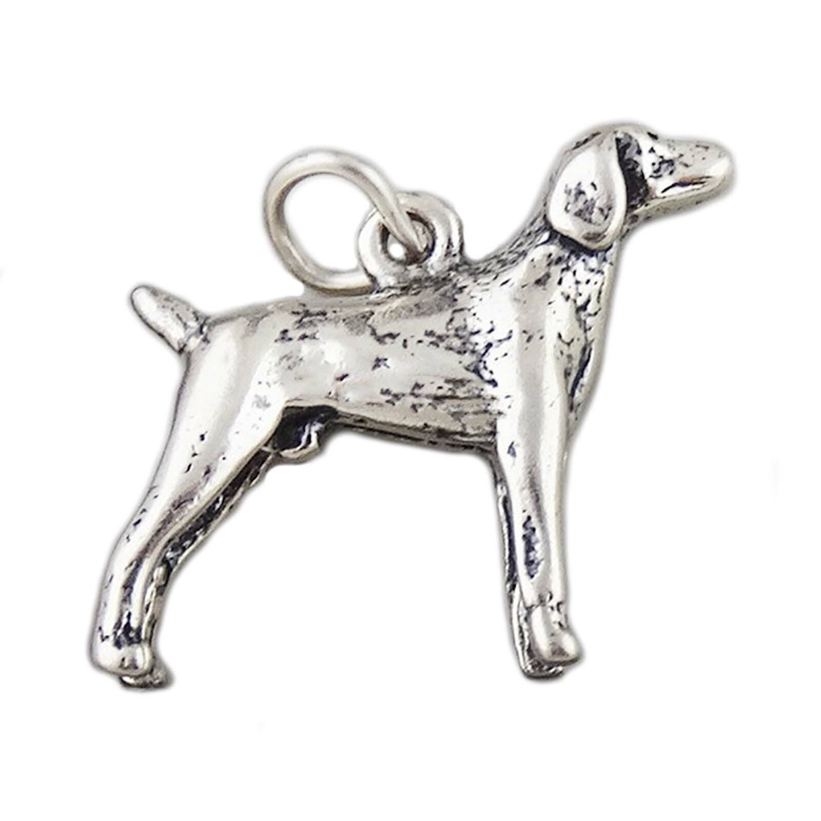 German Shorthaired Pointer Weimaraner Dog 3D 925 Solid Sterling Silver Charm