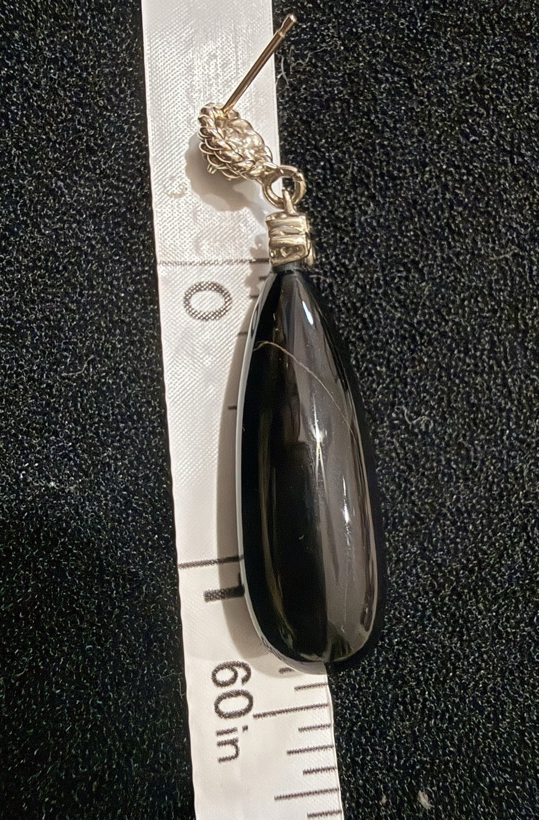 Vintage 14K White Gold Black Onyx & Diamond Drop Earrings, 62 CTTW, 13.69g