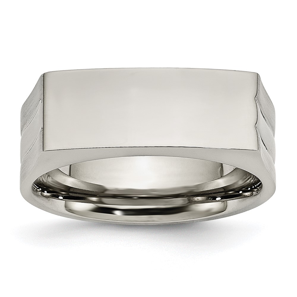 Stainless Steel Brushed and Polished Signet Ring Size 10 for Men’s