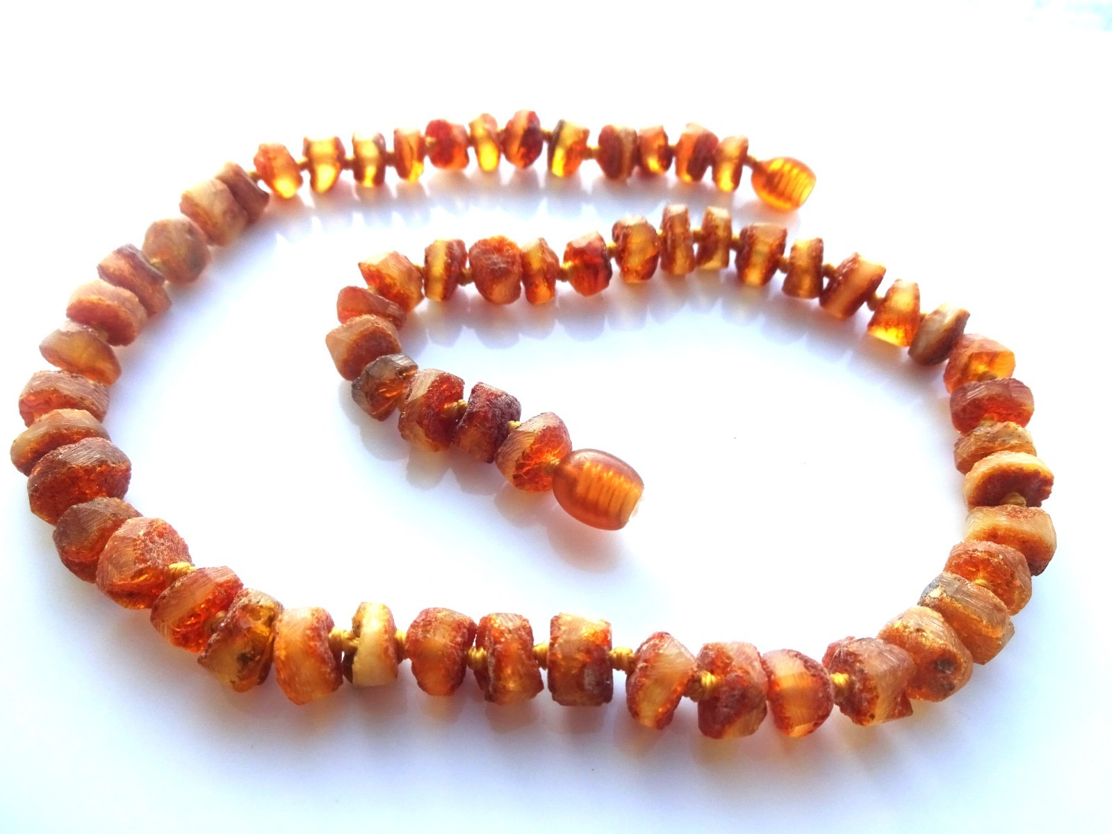 Natural Baltic Amber Necklace Raw Honey Cognac Amber Beads Genuine 15” 38cm