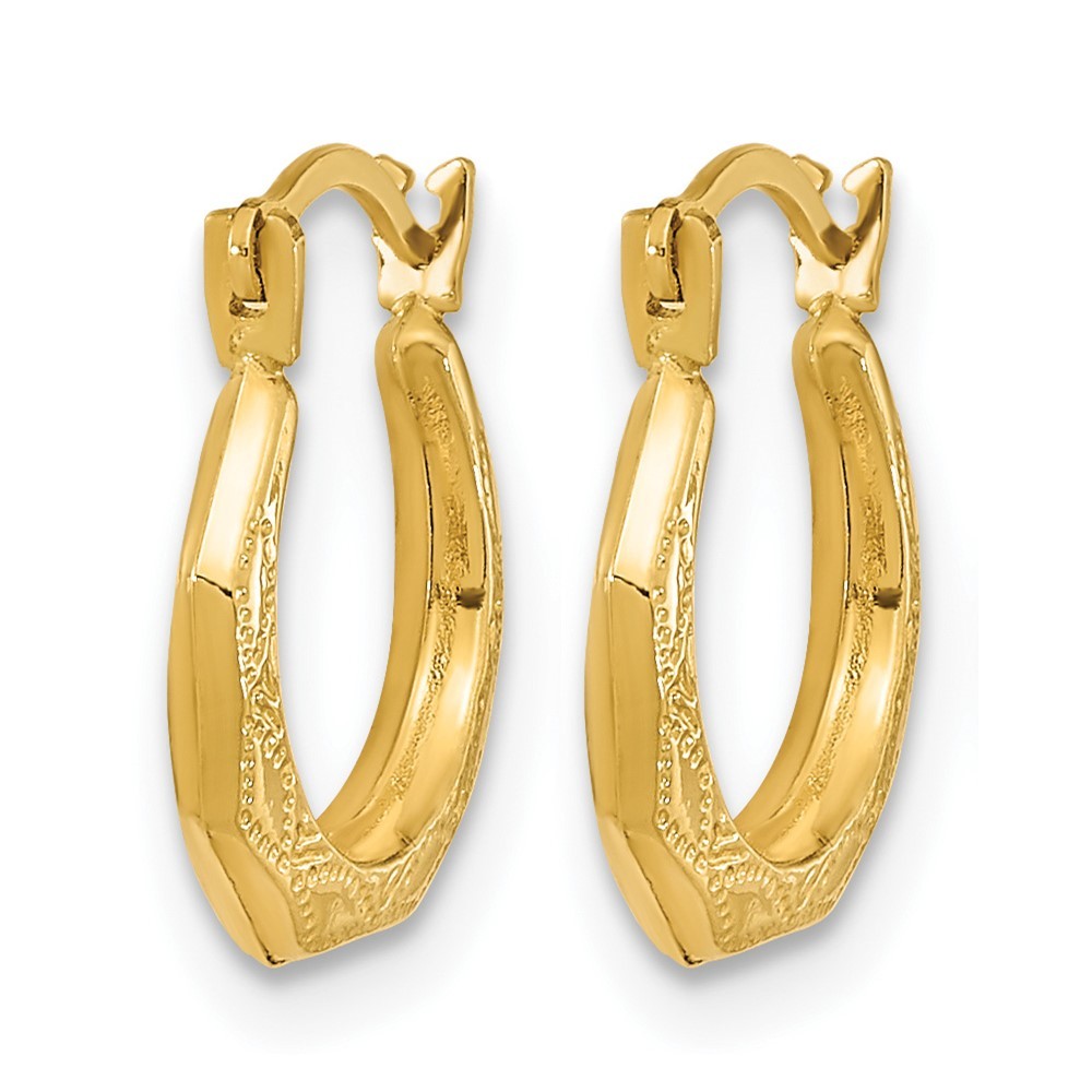 14k Yellow Gold Hoop Earrings 0.27g L-13mm, W-12mm Gift for Mother