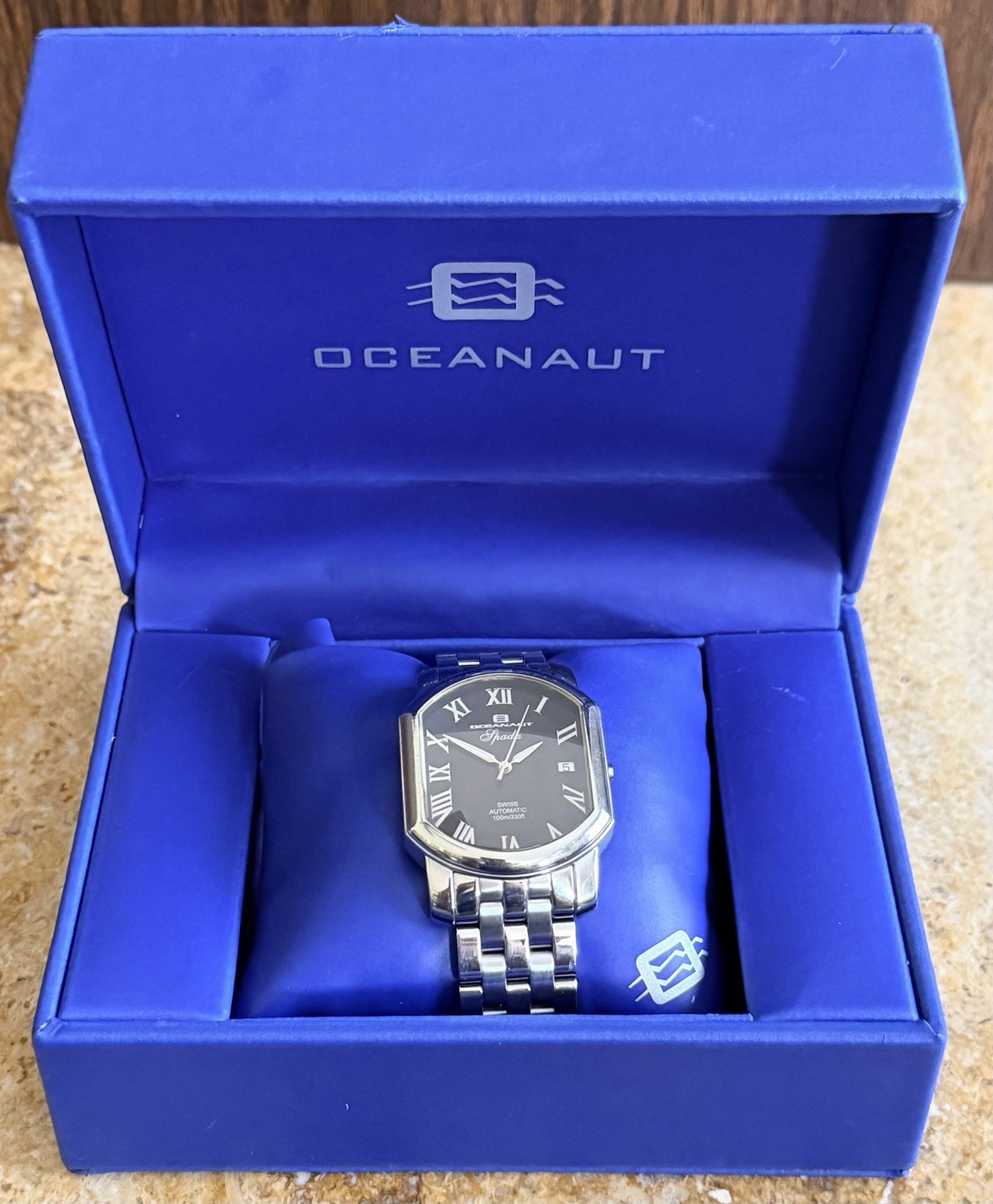 Rare Men’s Oceanaut Spada 100 Meters/330 Ft Stainless Steel Wristwatch W/ Box