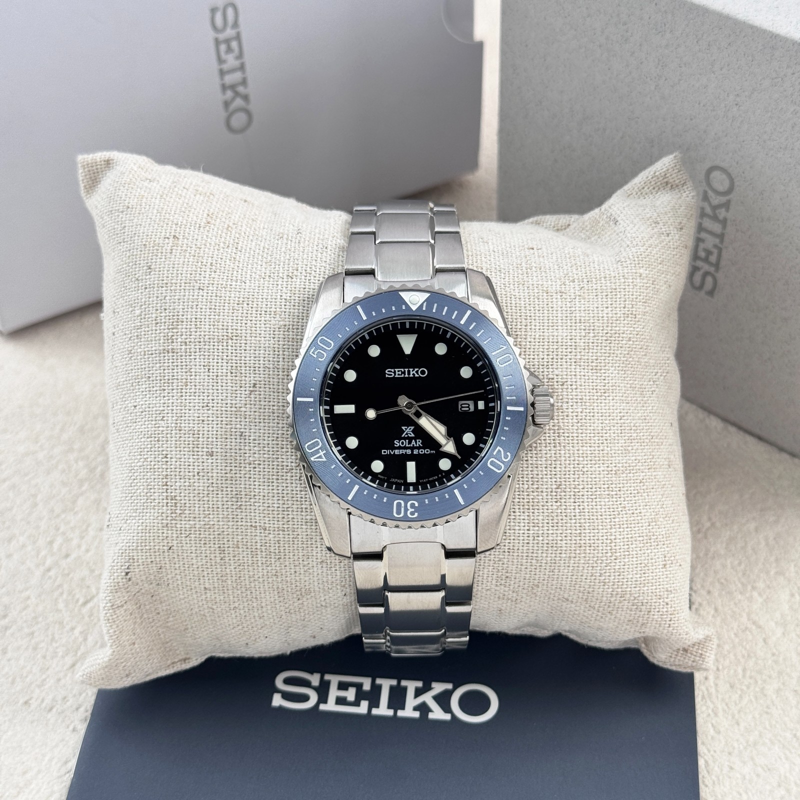 Seiko Men’s Prospex Sea SNE569 Black Dial Stainless Steel Solar Dive Watch