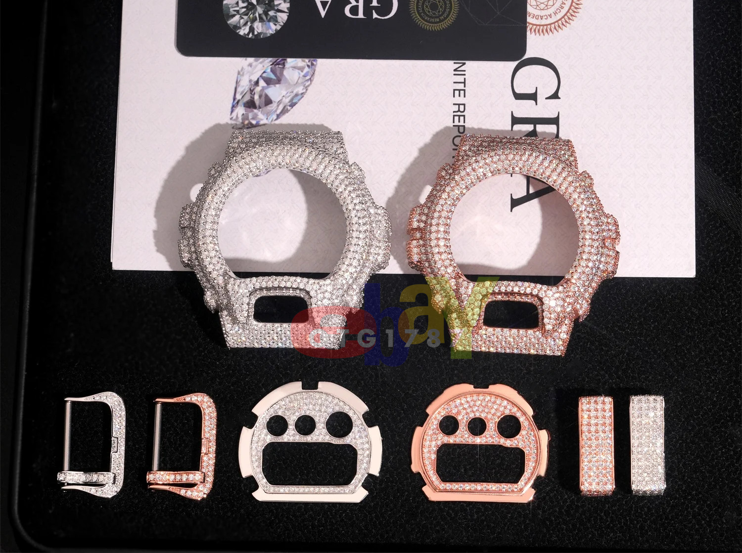 VVS1 D Moissanite Full Bezel Kit for Watch G Shock Solid 925S Passes Tester!