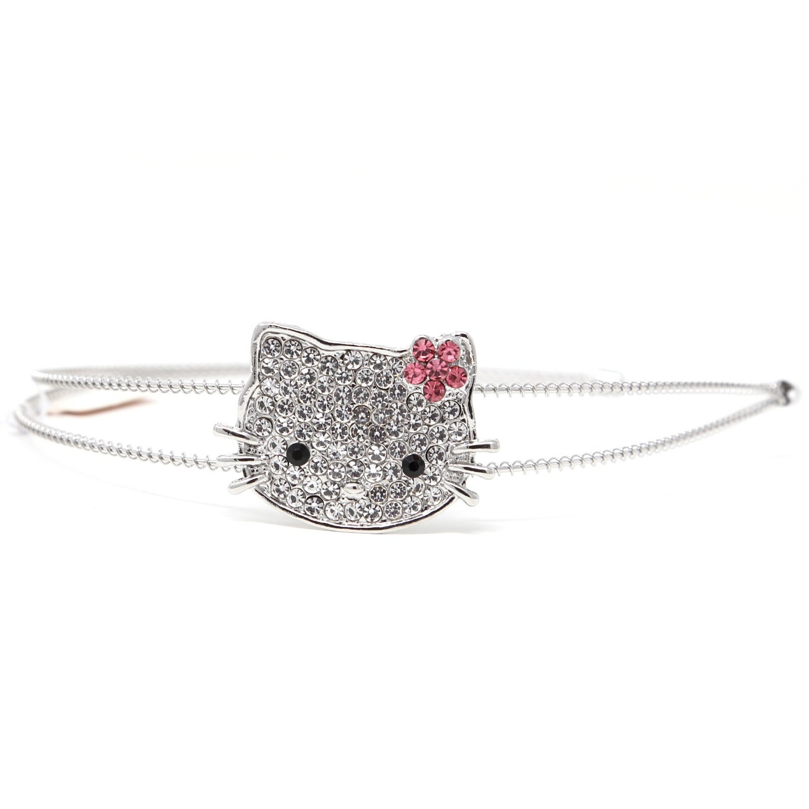 NEW Silver Metal Crystal Rhinestones Cute Kitty Cat flower Headband Hair Band