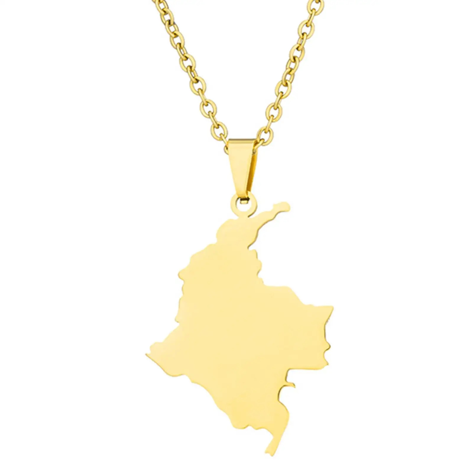 Colombia Map Pendant Necklace for Women Men Stainless Steel Jewelry Accessories
