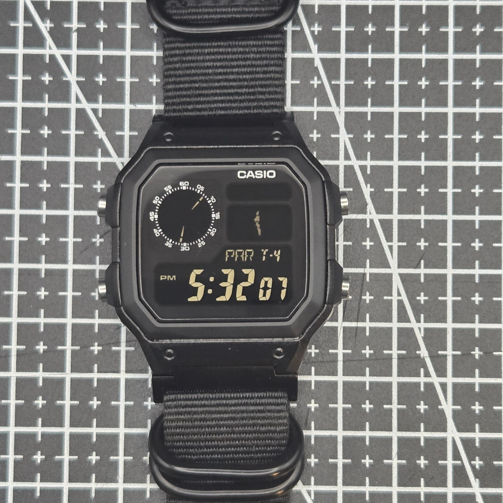 CASIO AE-1200WHD. Royale World Time Watch Mod. Blackout Negative. Hydromod.